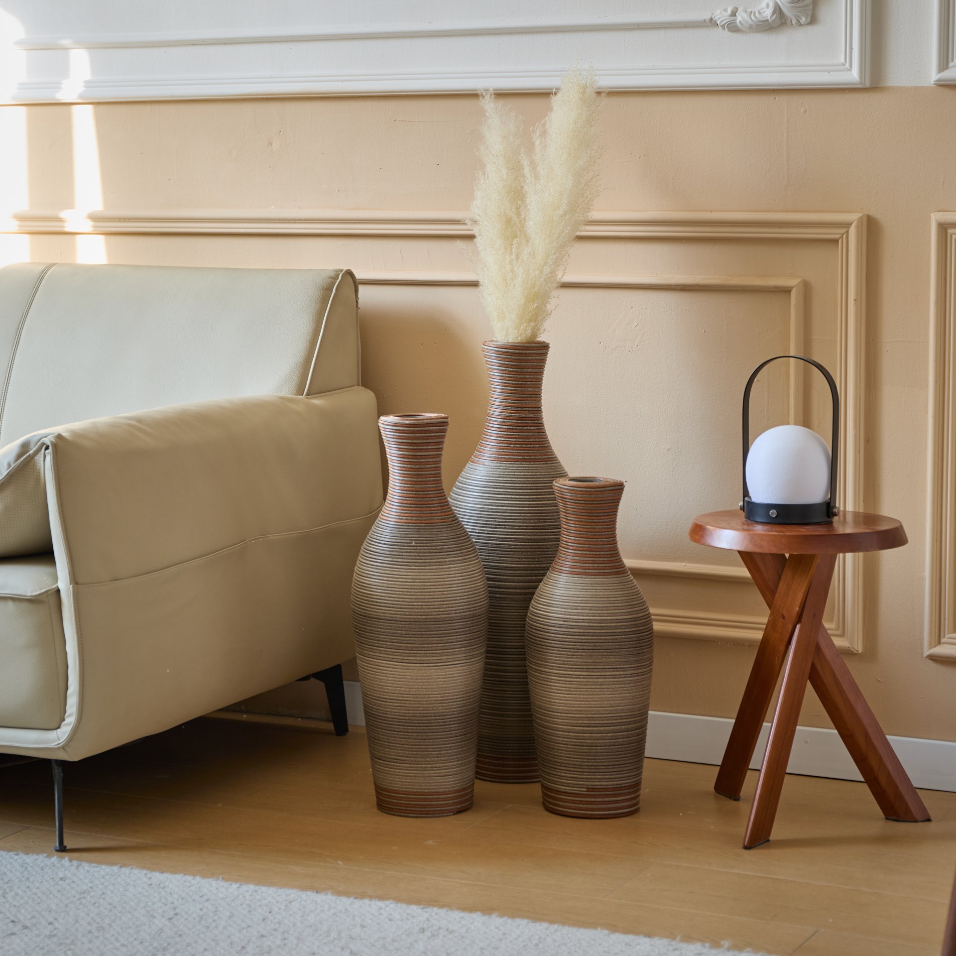 Desktop Vase, Classic And Neat Floor Vase, High Independent Flower Stand, Home Decoration Flower Stand (Set of 3) - Brown Gray - Image 14