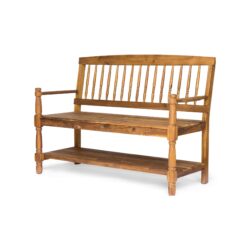 Imperial Slatted Bench With Built In Shelf - Teak