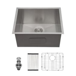 Laundry Sink 21" Undermount Utility Sink With Deep Single Bowl, 16 Gauge - Brushed Nickel