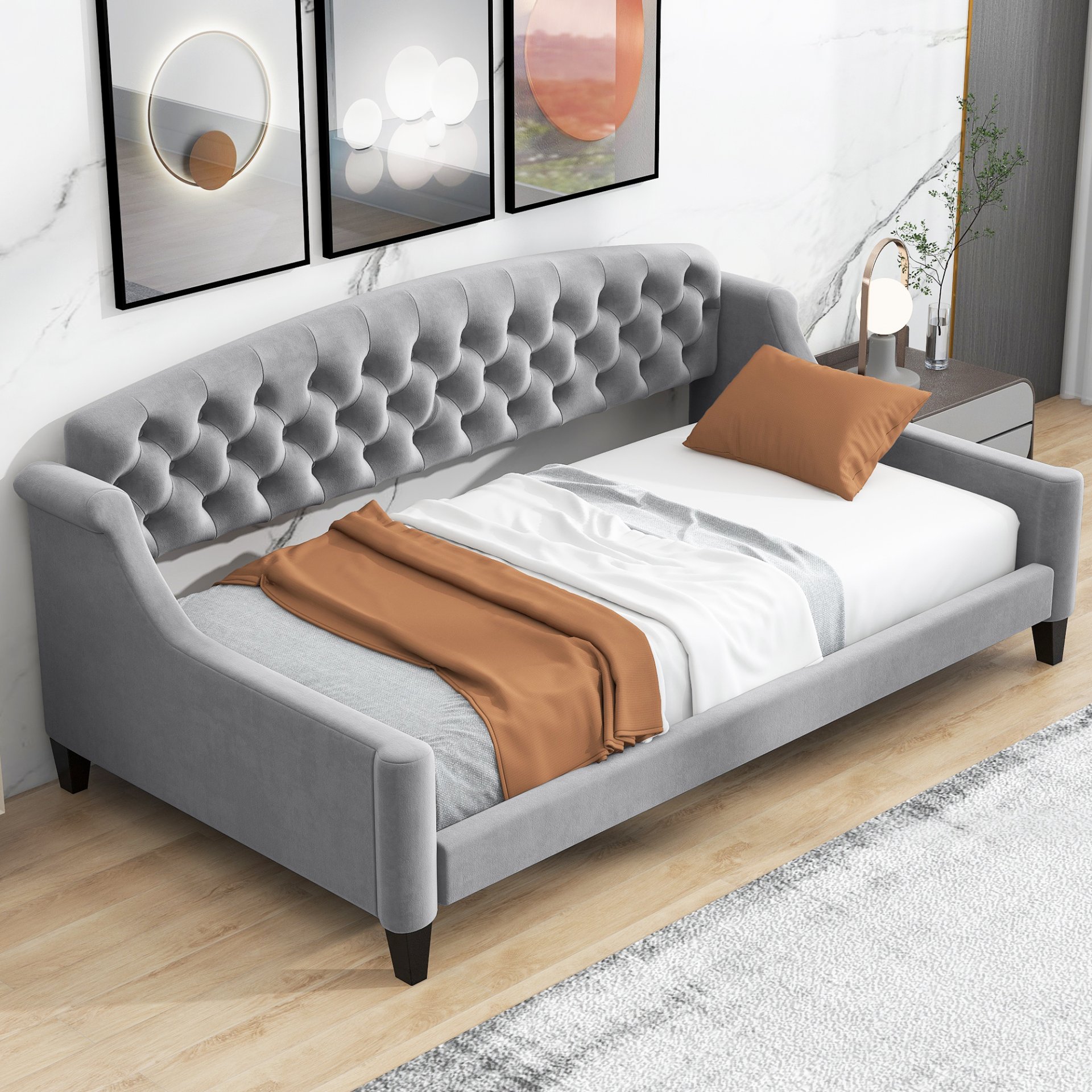 Luxury Tufted Button Daybed, Twin - Gray - Image 4