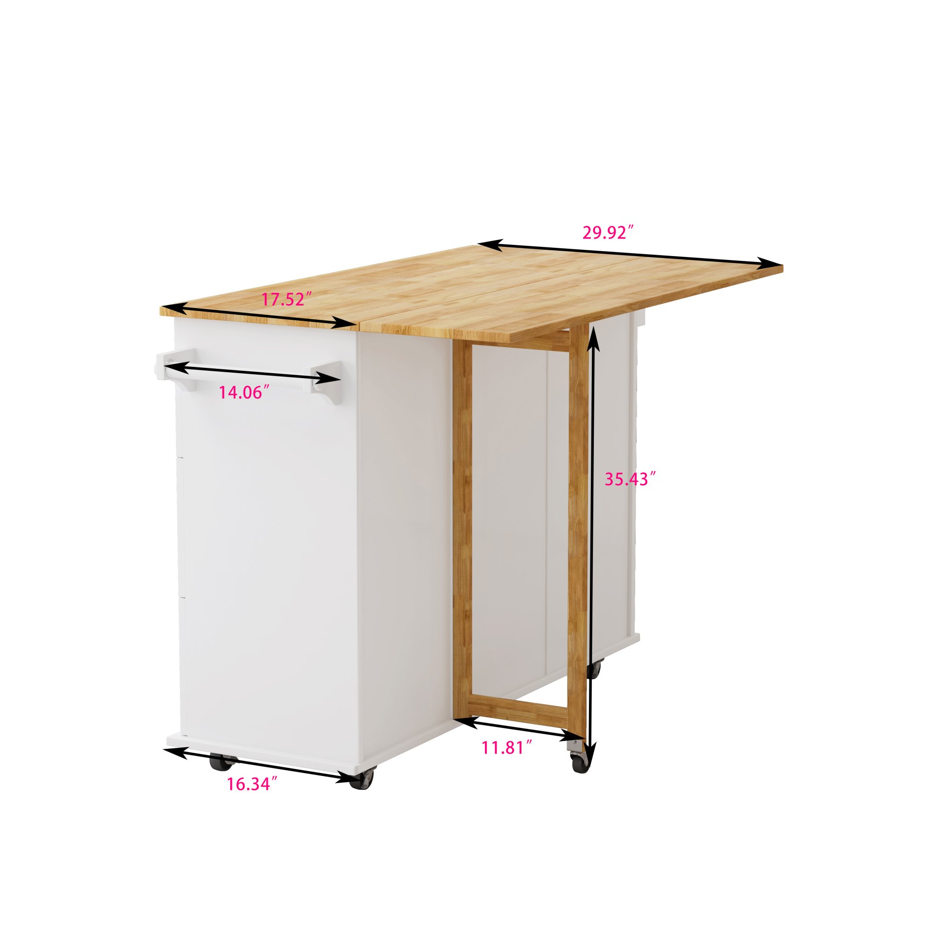 Kitchen Island Cart With 2 Door Cabinet, 3 Drawers, Spice Rack & Towel Rack - White - Image 4