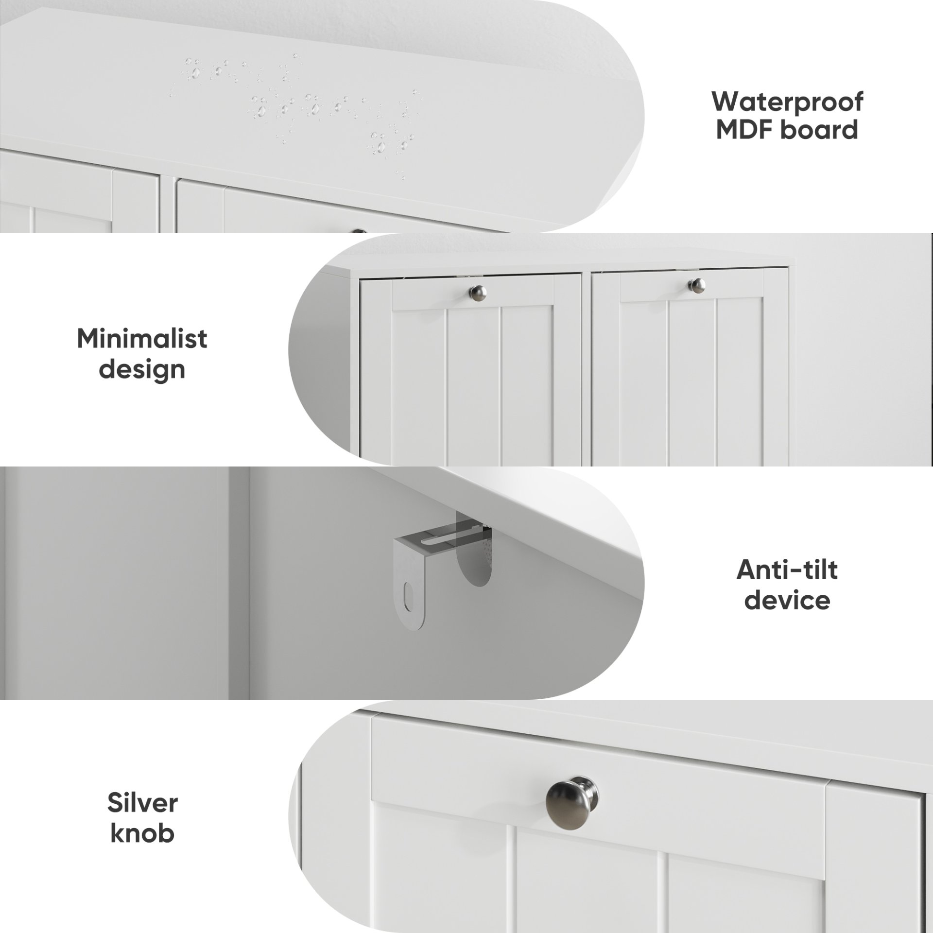 Tilted Laundry Hamper With Removable Basket, Hidden Laundry Hamper, Bathroom Storage Cabinet, Free Standing Organizer - White - Image 13