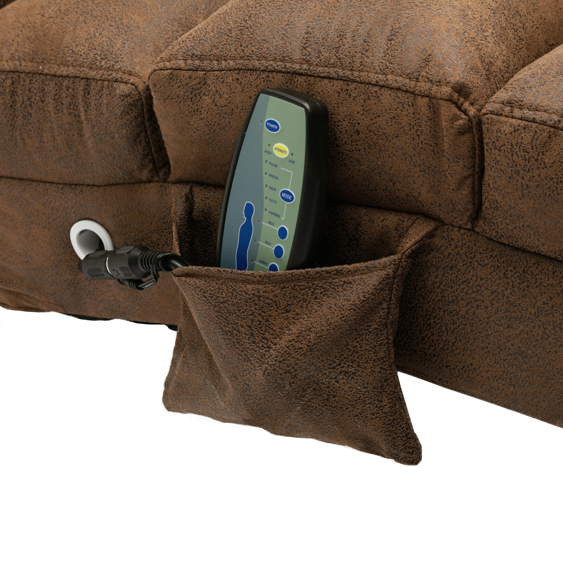 Linen Massage Chaise Lounge Indoor With Remote Control, Ergonomic Electric Massage Long Lounger - Coffee - Image 19