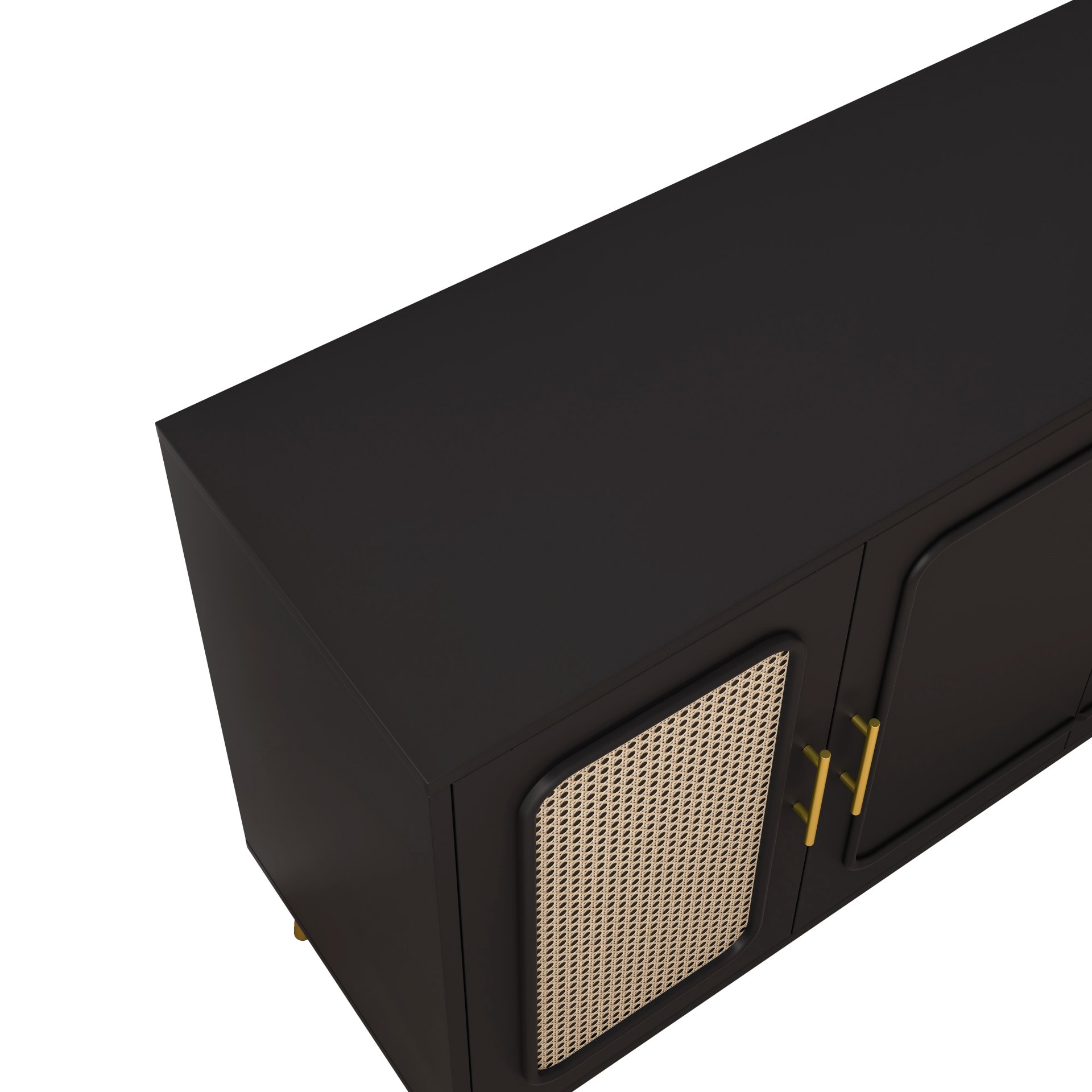 Vintage 4 Door Cabinet For Living Room - Black - Image 9