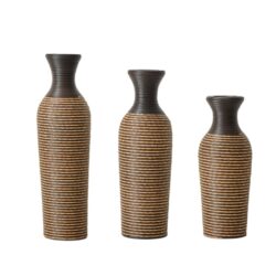 3 Piece Set Of Decorative Floor Vases, Classic And Neat Floor Vases With High Independent Flower Racks, Artificial Vine Vases, Home Decoration Flower Racks - Beige / Black