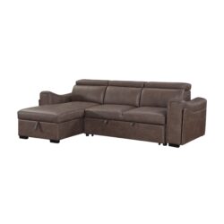 Bruno - Pull Out Complete Sofa Bed With Storage Chaise - Brown