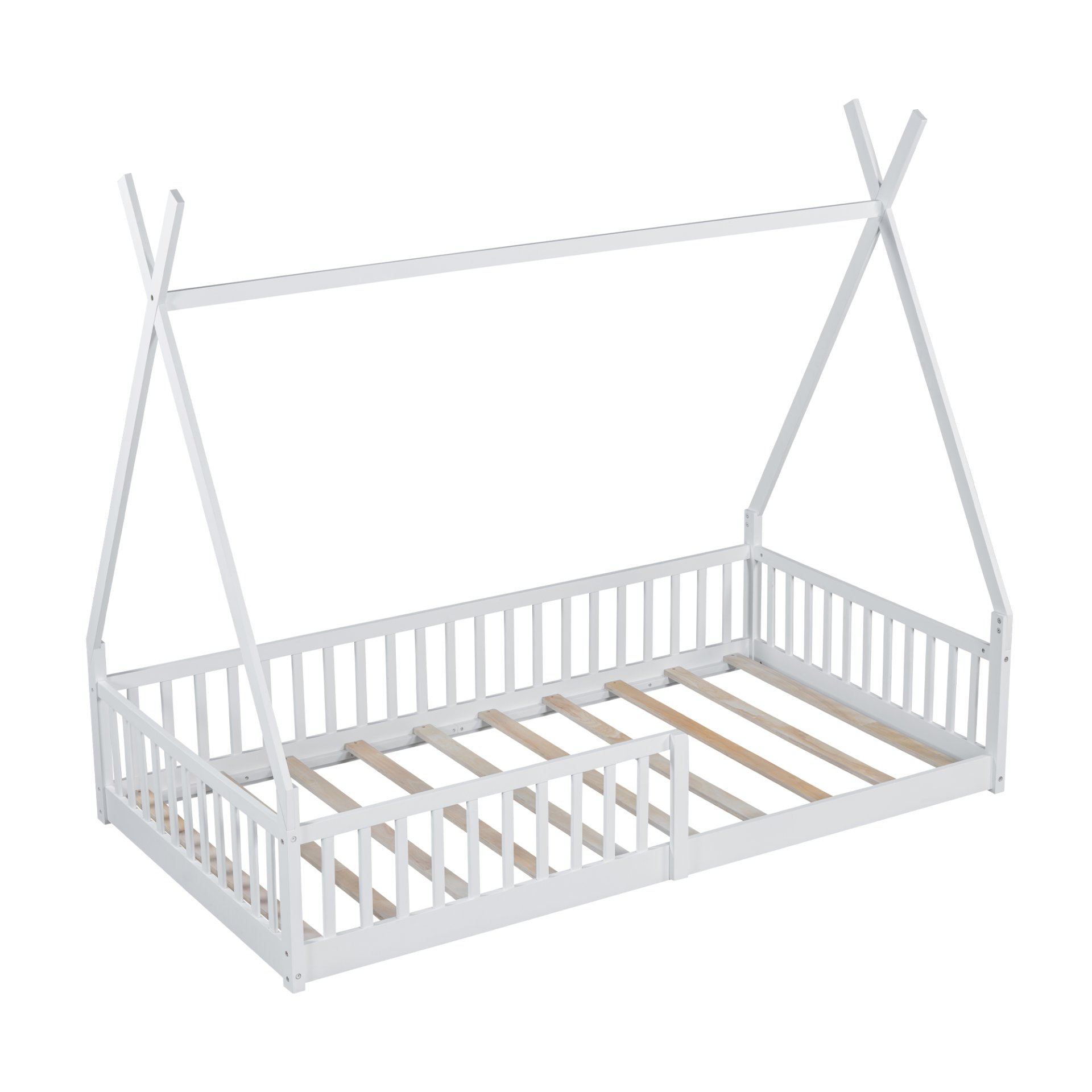 Twin Size House Bed & Fence - White - Image 6