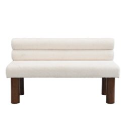Upholstered Dining Bench - Beige / Brown