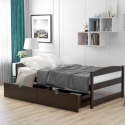 Twin Size Platform Bed With 2 Drawers - Espresso