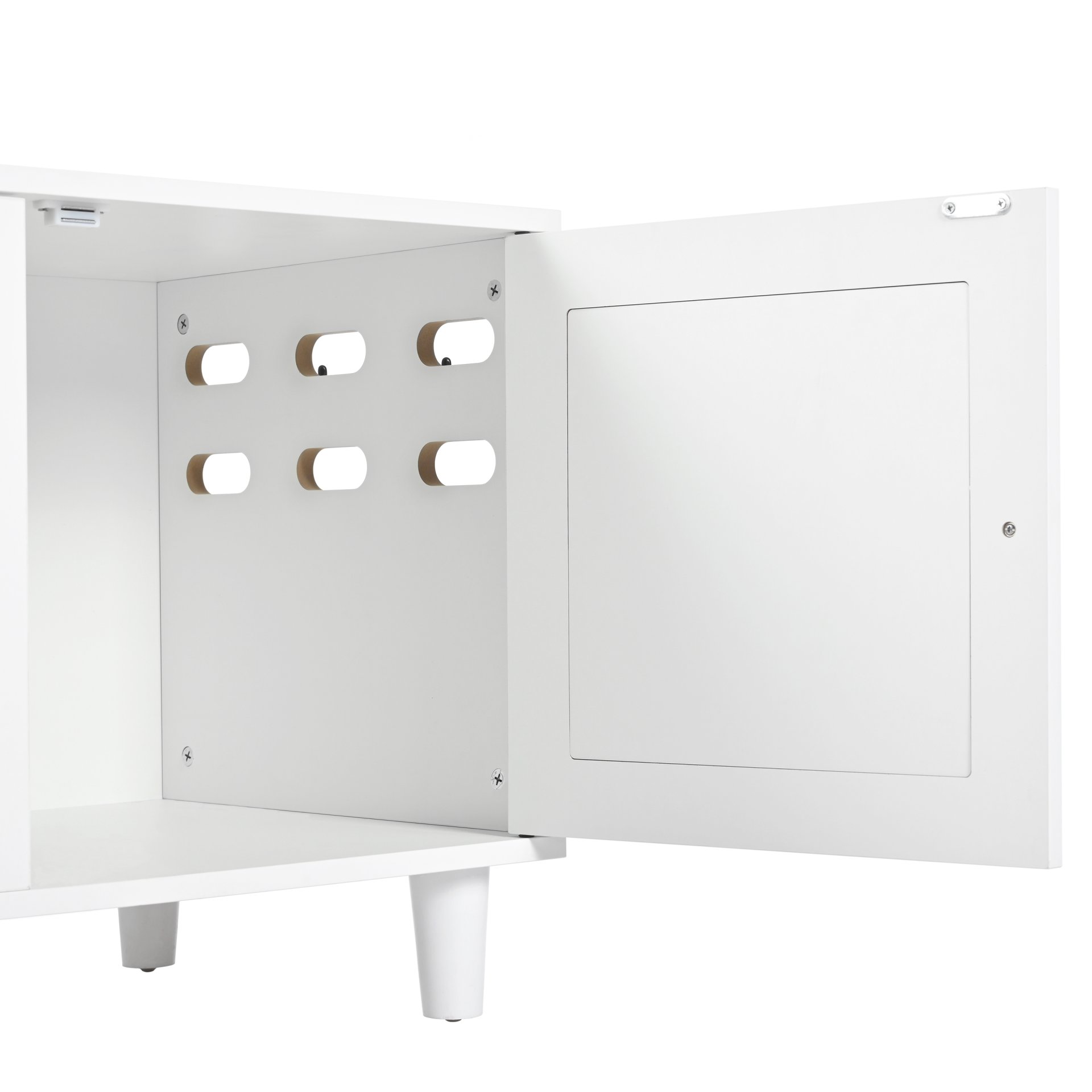 Furniture Style Cat Cabinet Cat Litter Box With Sisal Scratching Door - Cream White - Image 11