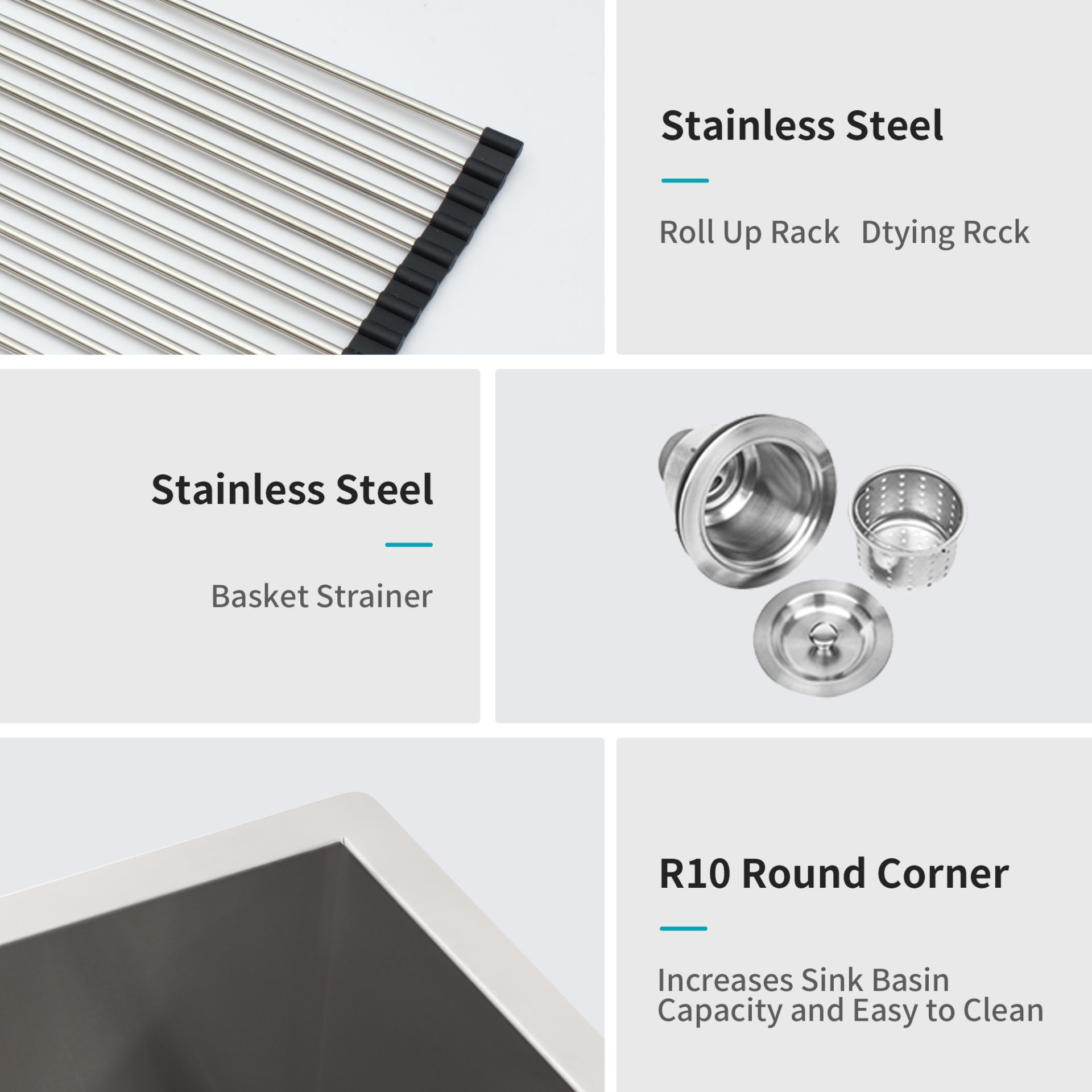 Double Bowl Undermount Kitchen Sink 16 Gauge With 2 10" Deep Basins - White - Image 7