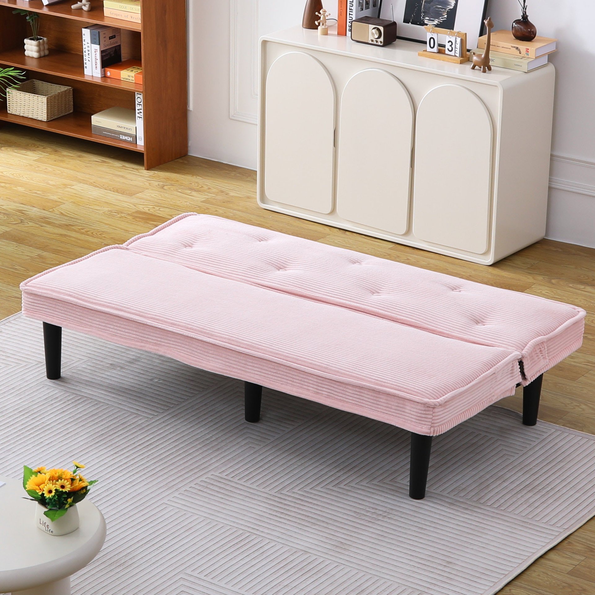 Modern Sofa Bed - Black / Beige / Pink - Image 6
