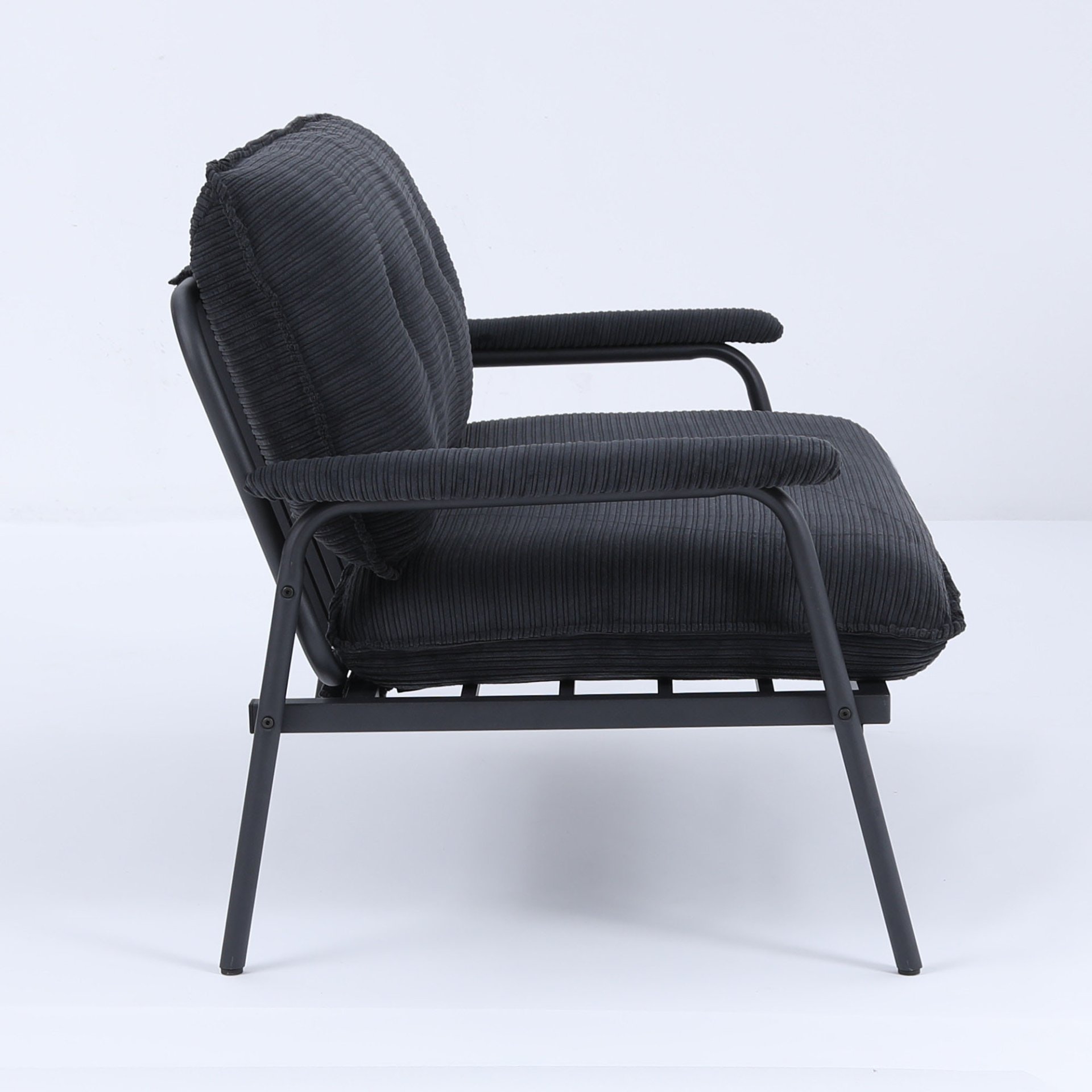 Modern Metal Frame Sofa With Sponge Filling For Compact Spaces And Versatile Use - Black - Image 12