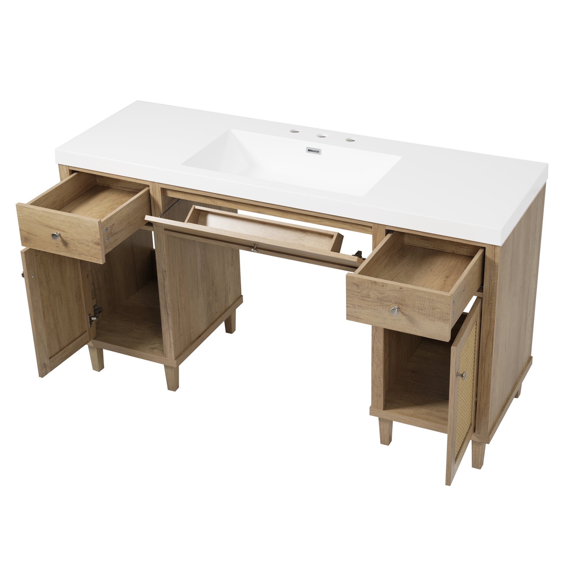 Single Bathroom Vanity With Smc Sink, Spacious Storage Cabinet - Wood - Image 13