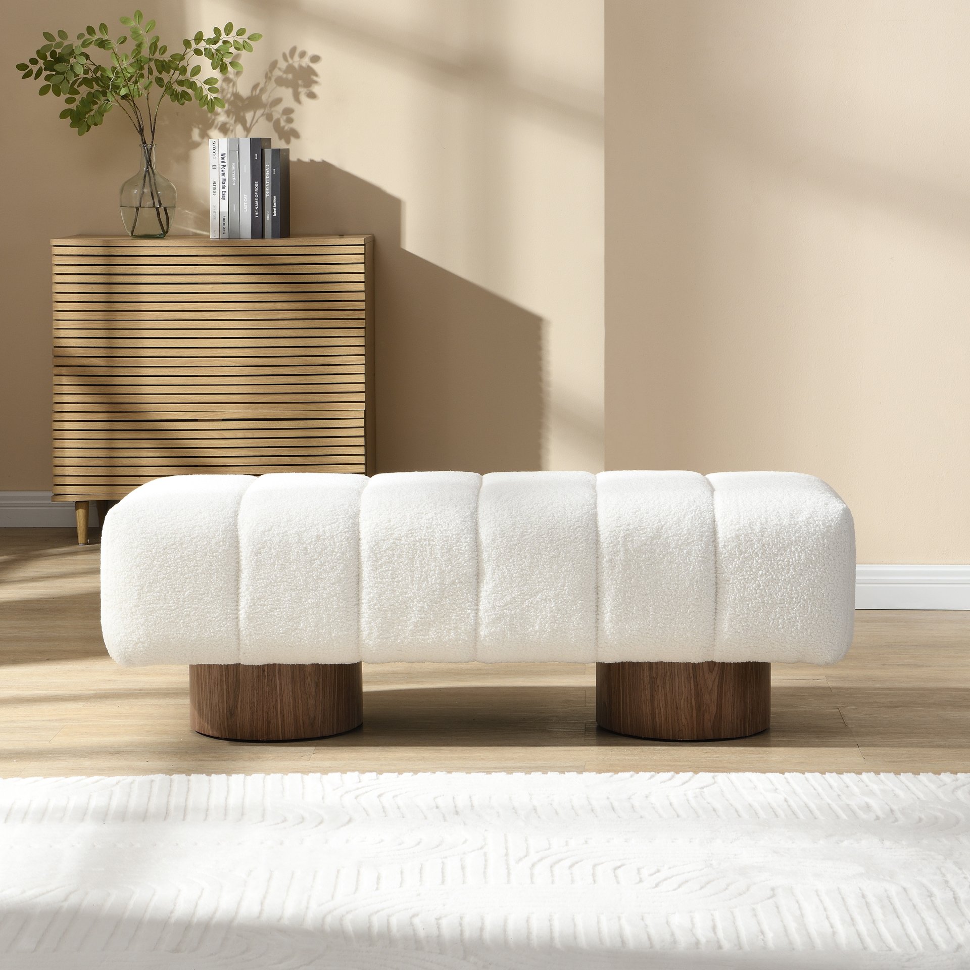 Upholstered Dining Bench For Dining Room - White - Image 4