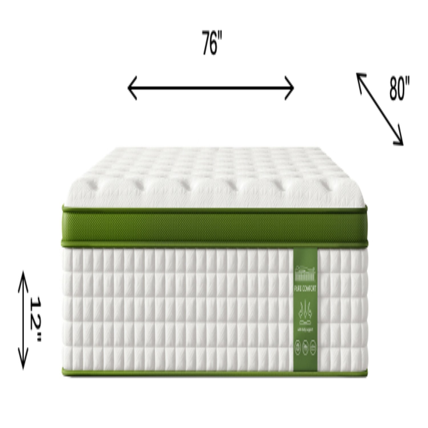 12" King Hubrid Mattress With Gel Memory Foam And Pocket Springs - Green - Image 9