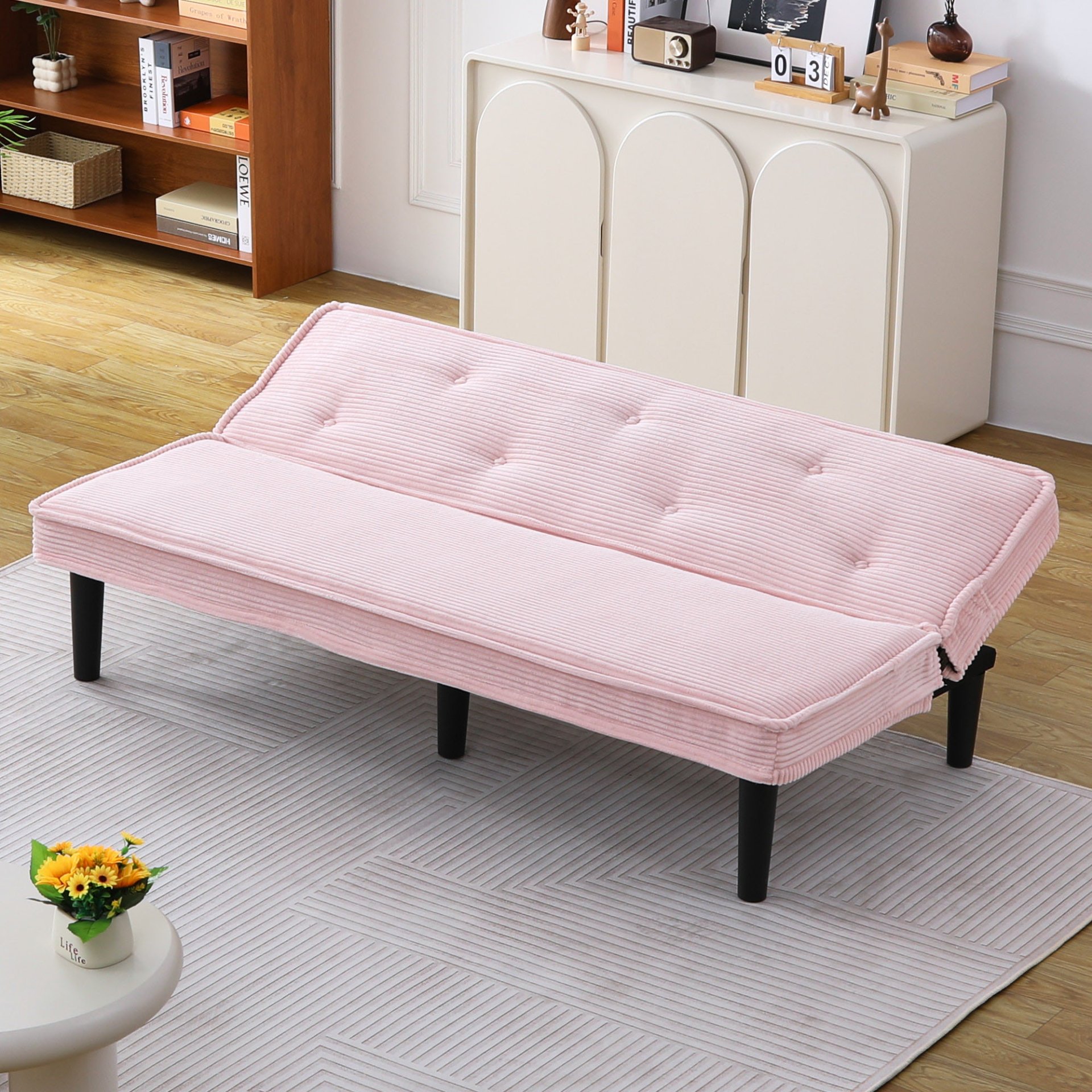 Modern Sofa Bed - Black / Beige / Pink - Image 5