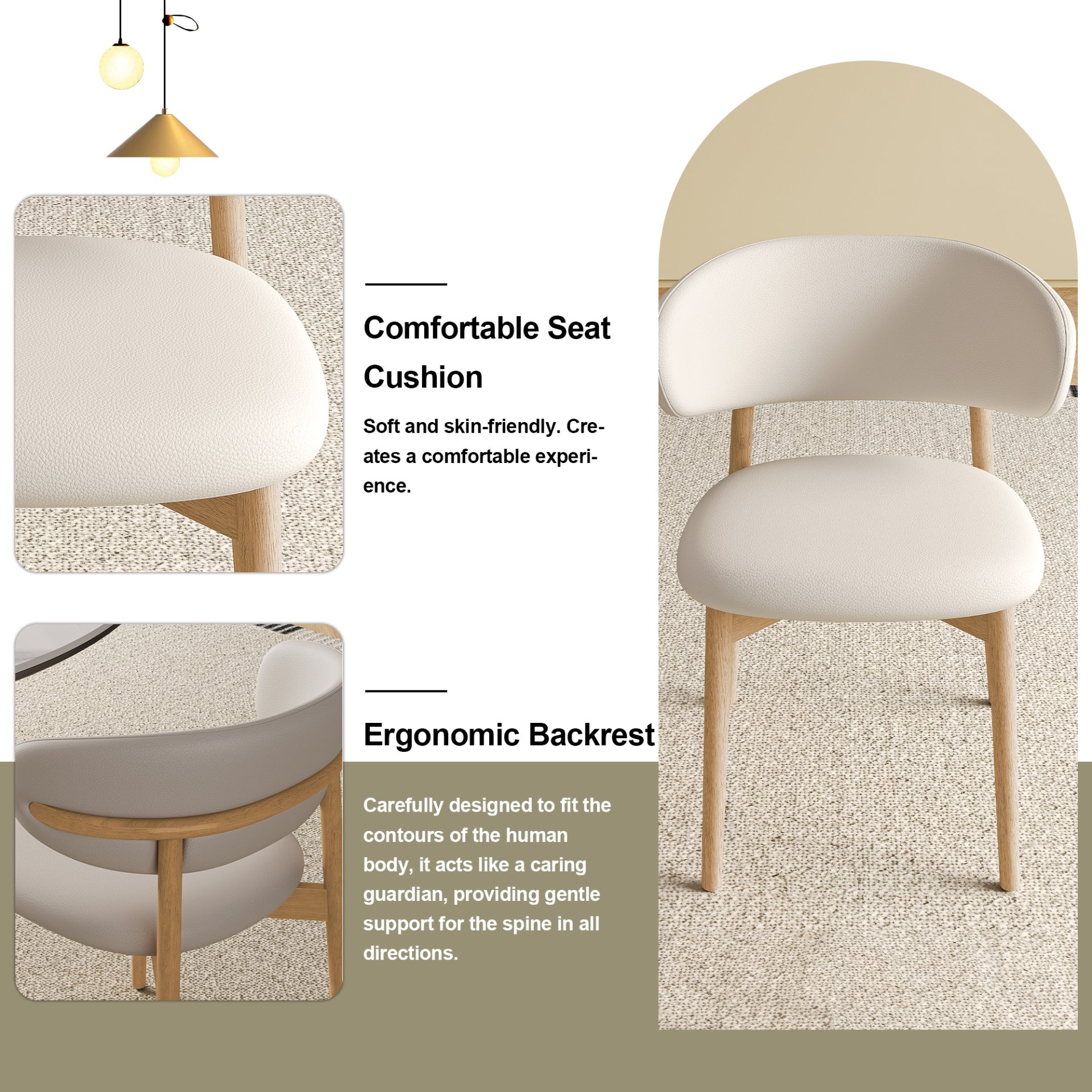 Dining Chair For Dining Room, Kitchen (Set of 2) - White - Image 5