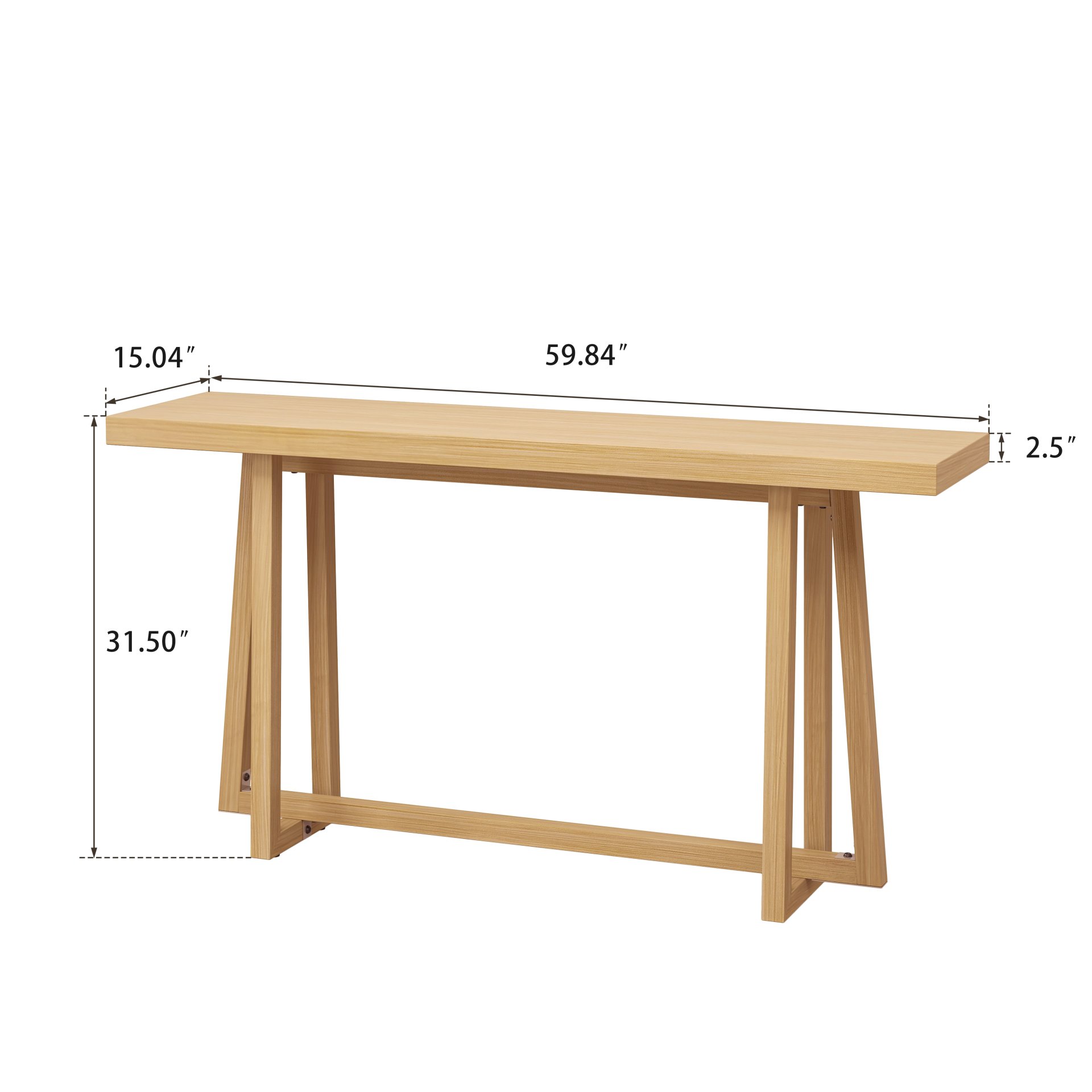Console Table Stylish Rectangular Entryway Table Outdoor Console Table For Patio Sturdy Construction Hall Table - Natural - Image 3