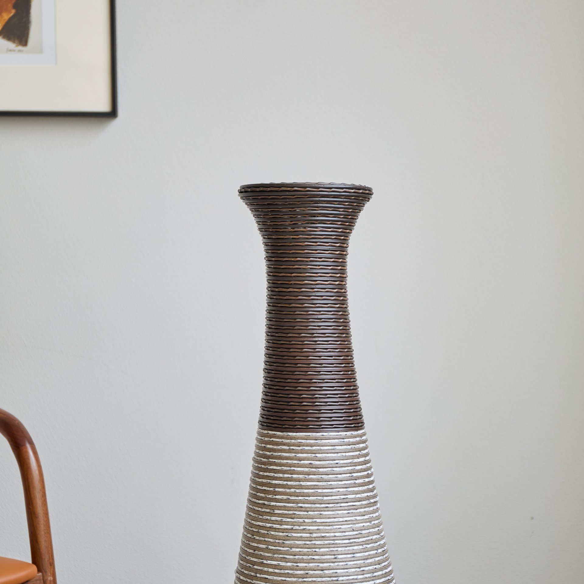 Tall Standing Designer Floor Vase Durable Artificial Rattan Elegant 2 Tone Finish Ideal Decor Accent For Living Room, Bedroom, Entryway Stylish Home Decor Statement Piece - Black / Gray - Image 9