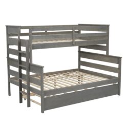 Twin Over Full Bunk Bed With Twin Trundle - Gray