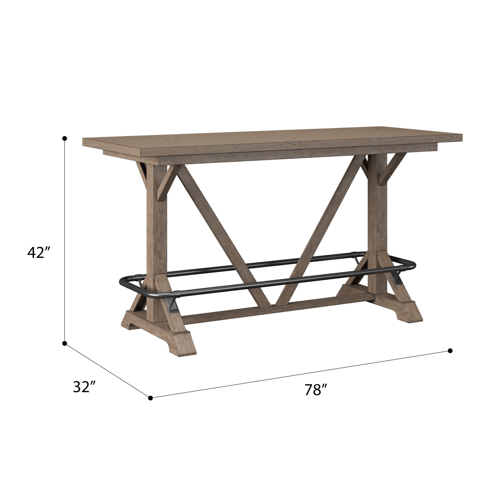 Bar Height Trestle Table - Brown - Image 3