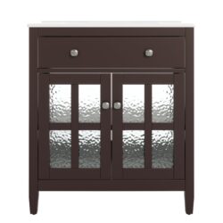 Bathroom Vanity With Sink, Adjustable Shelf & Tip Out Tray - Dark Brown