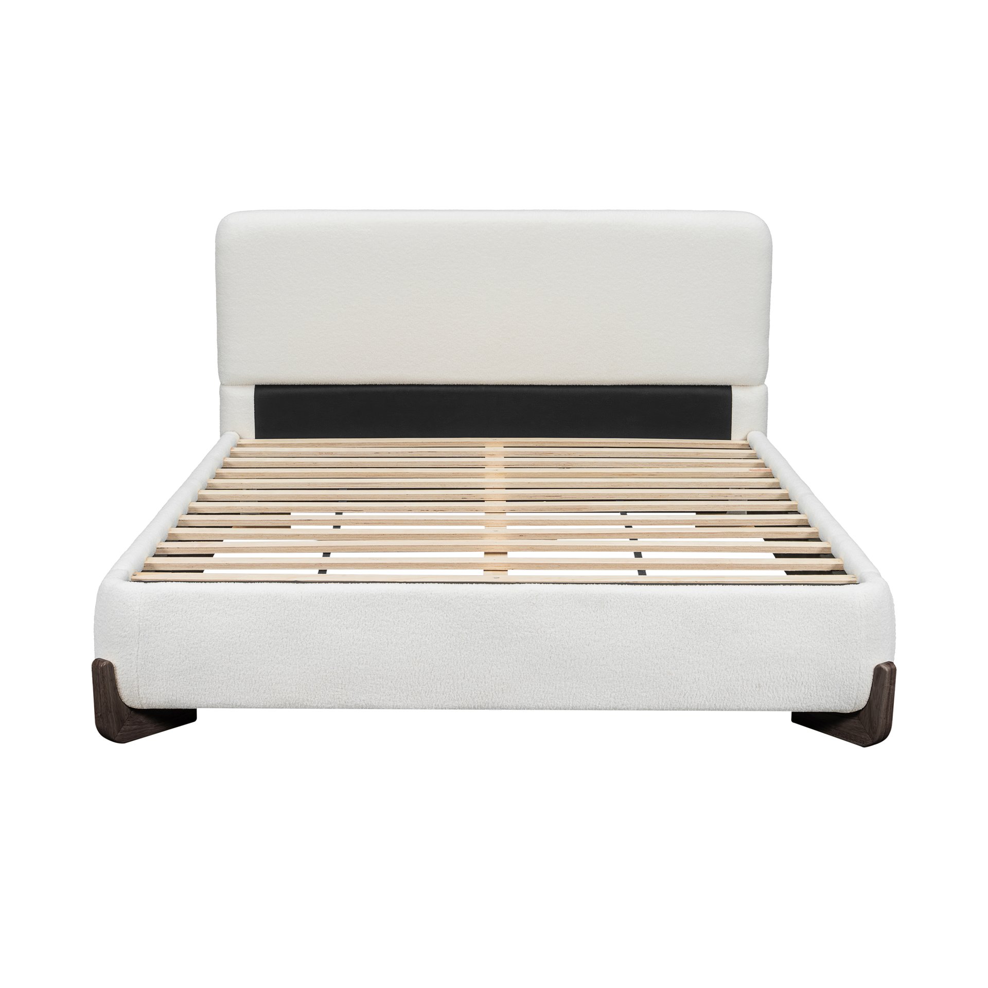 Queen Size, Boucle Upholstered Bed - White - Image 8