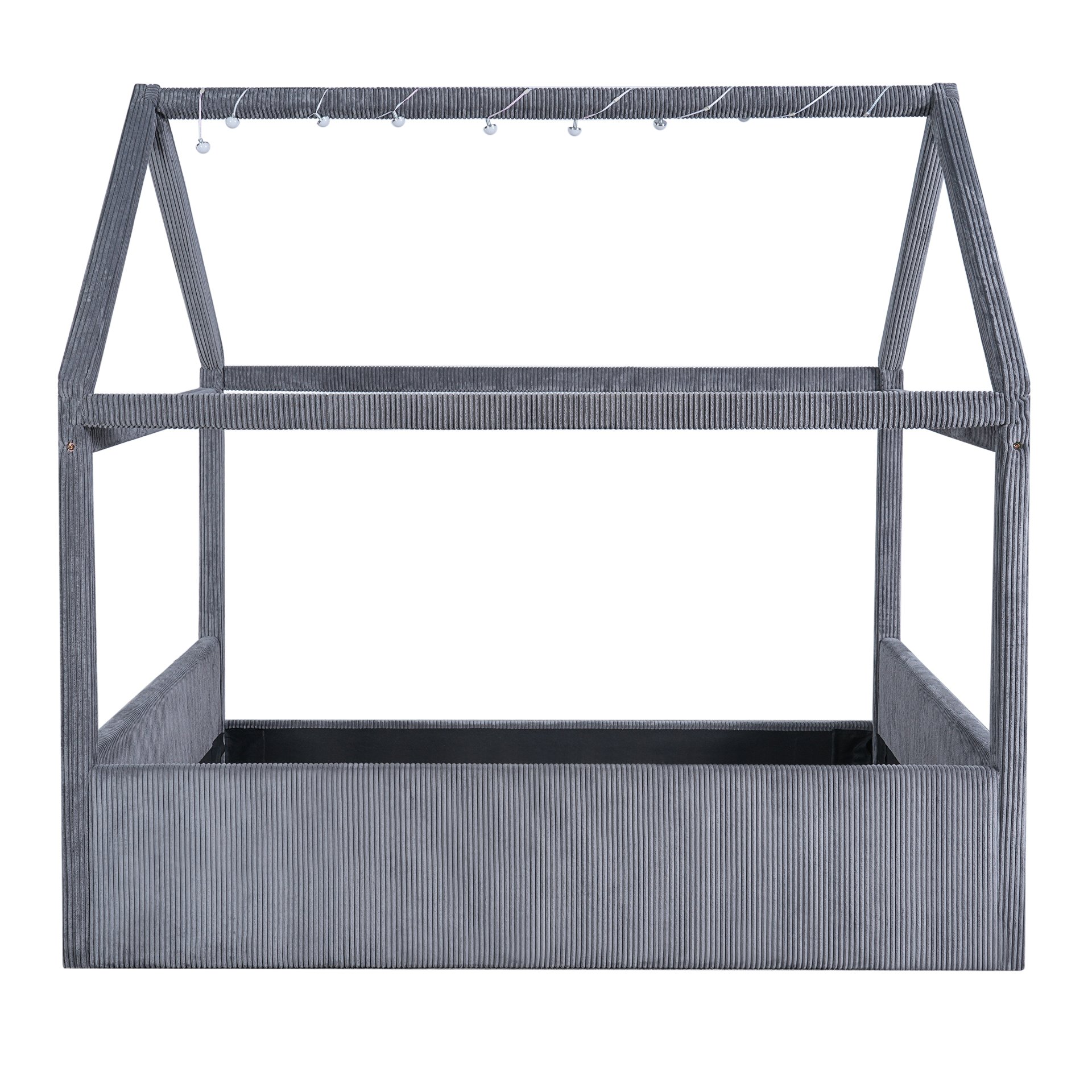 Full Size Upholstered House Style Daybed With LED Light Strips - Grey - Image 7