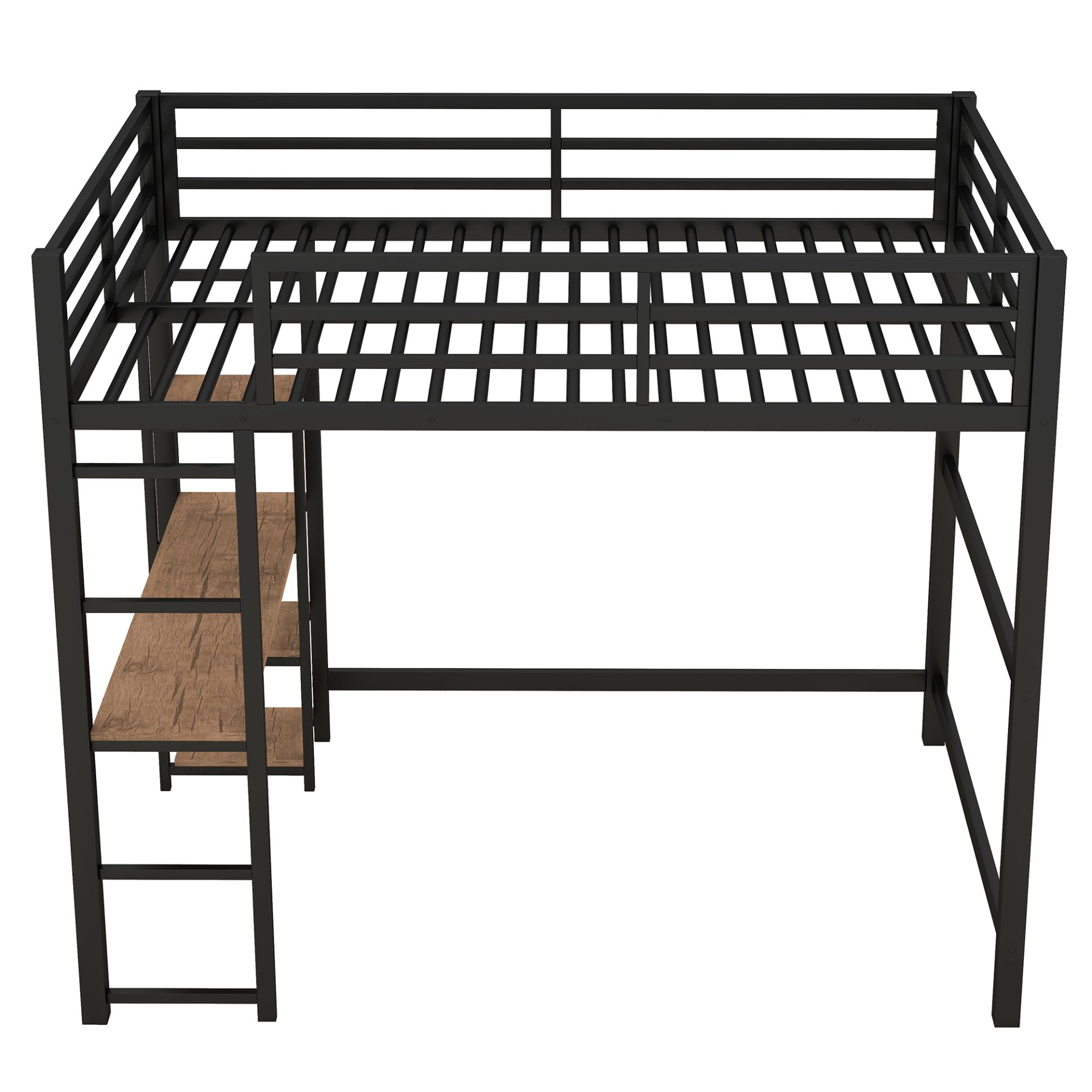 Loft Bed With Built In Desk And Storage Shelves, Full Size - Black - Image 8