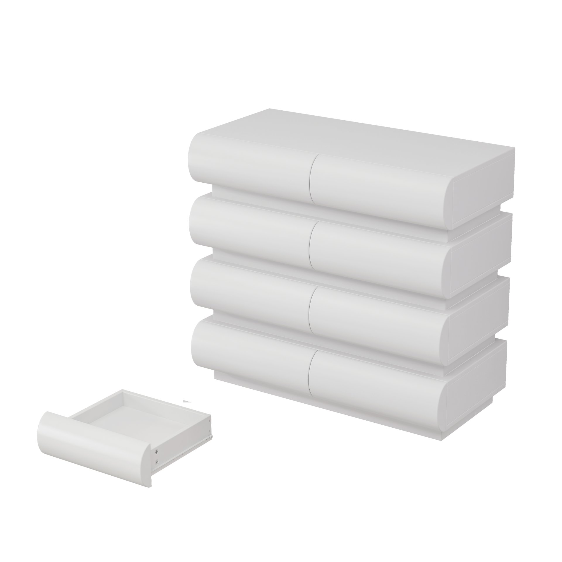 Minimalist Handle Less 8 Drawer Dresser With Wide Storage - White - Image 8