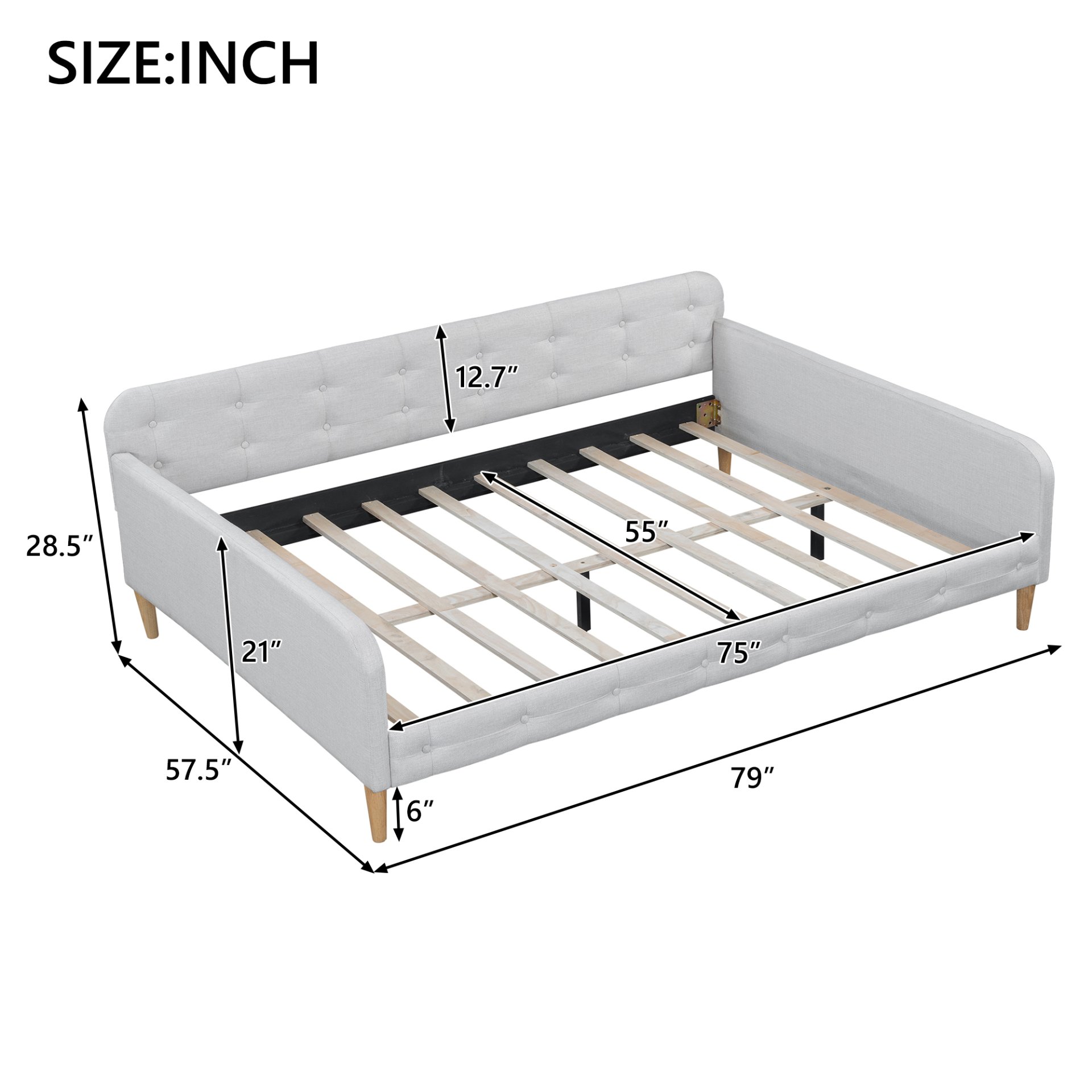 Full Size Upholstered Daybed - Beige - Image 3
