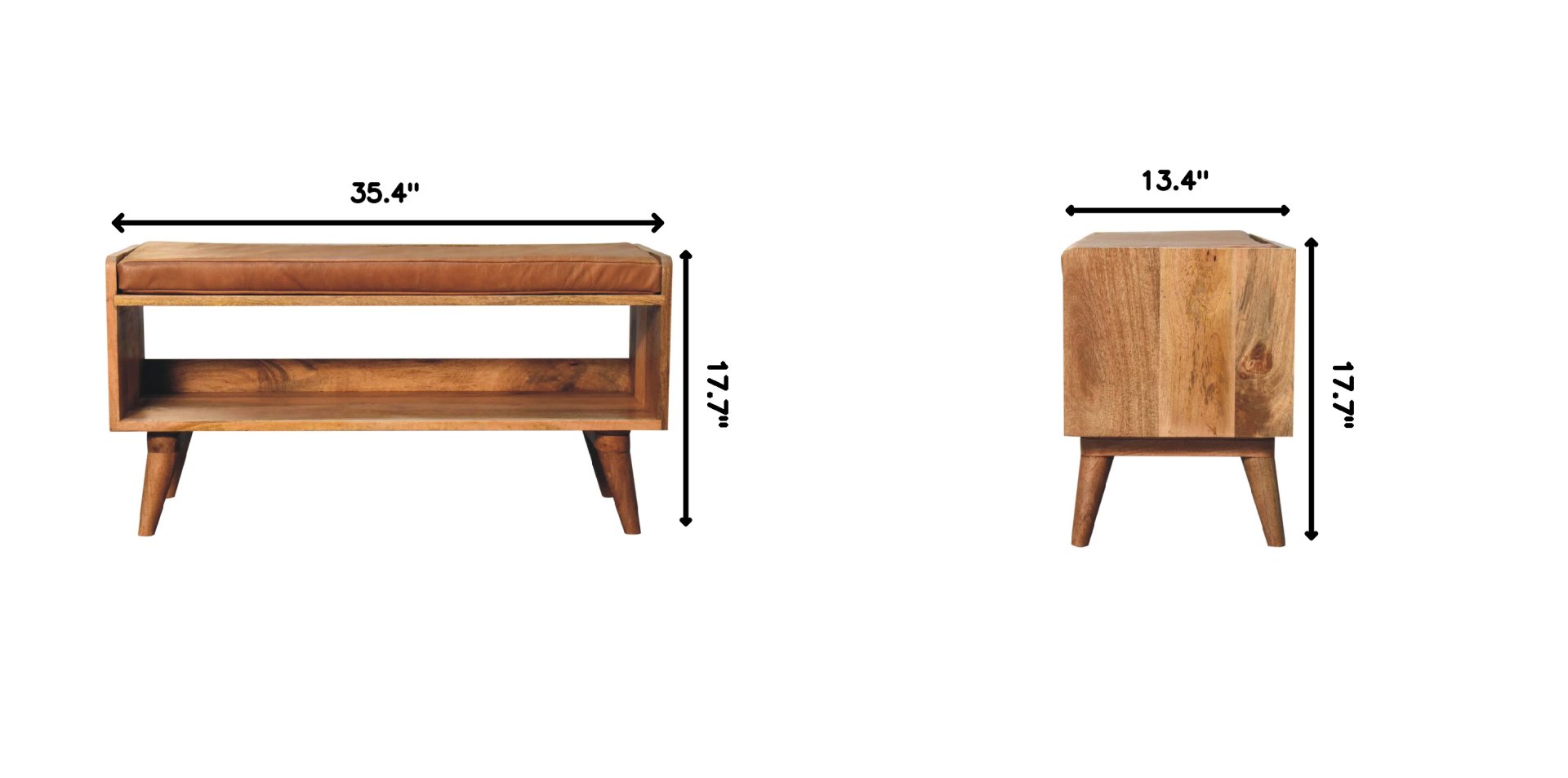 Bench With Leather Seatpad - Oak - Image 13