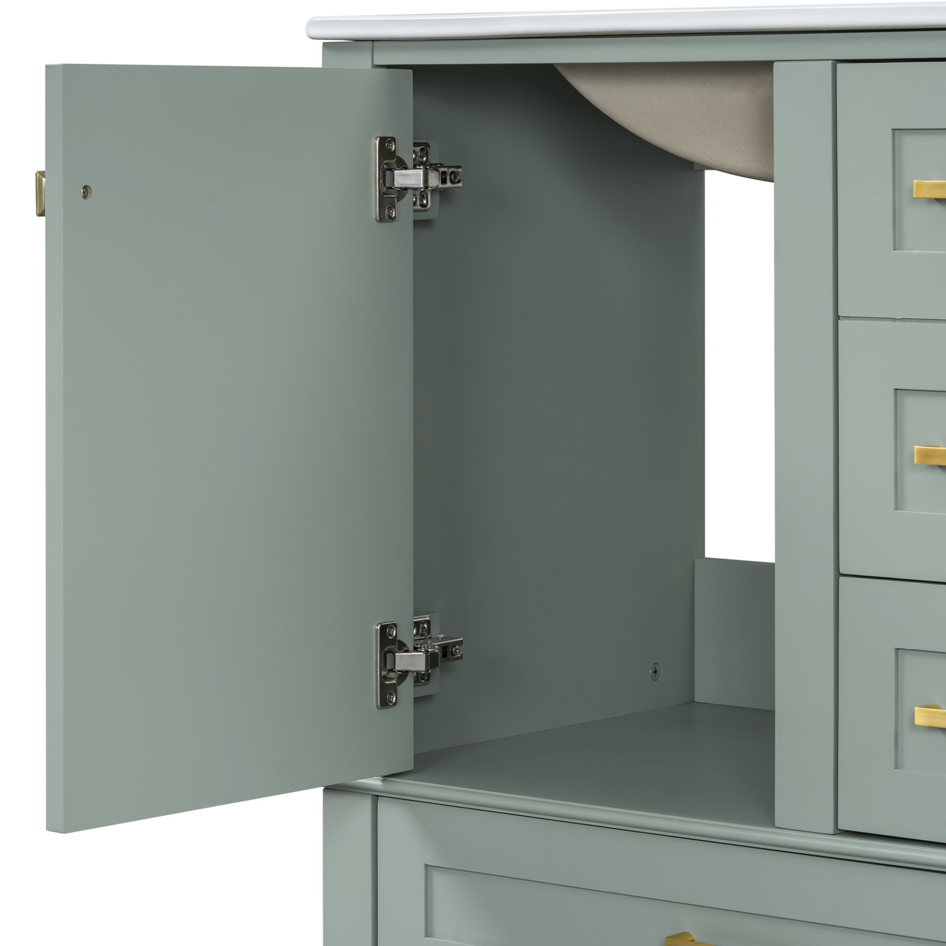 30" Bathroom Vanity Set With Sink, Featuring Soft Close Doors, And 3 Drawer Design - Sage Green - Image 18