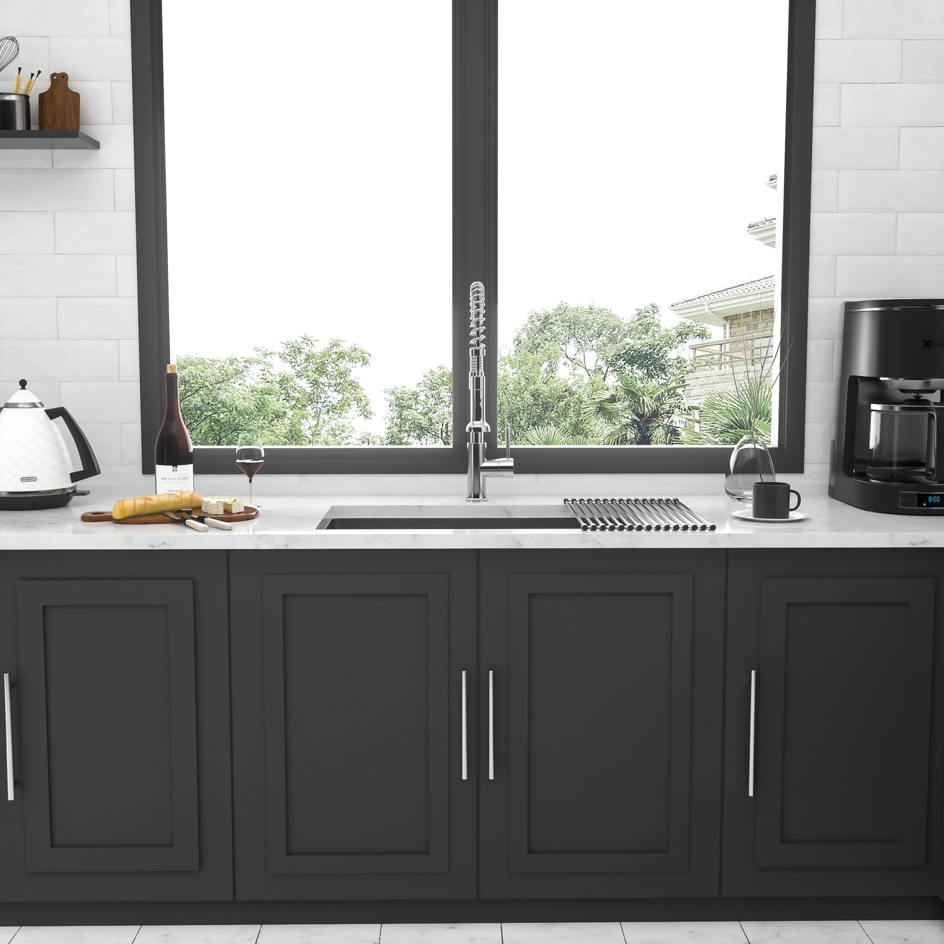 33" Undermount Kitchen Sink Single Bowl 16 Gauge, 10" Deep Basin - Brushed Nickel - Image 5