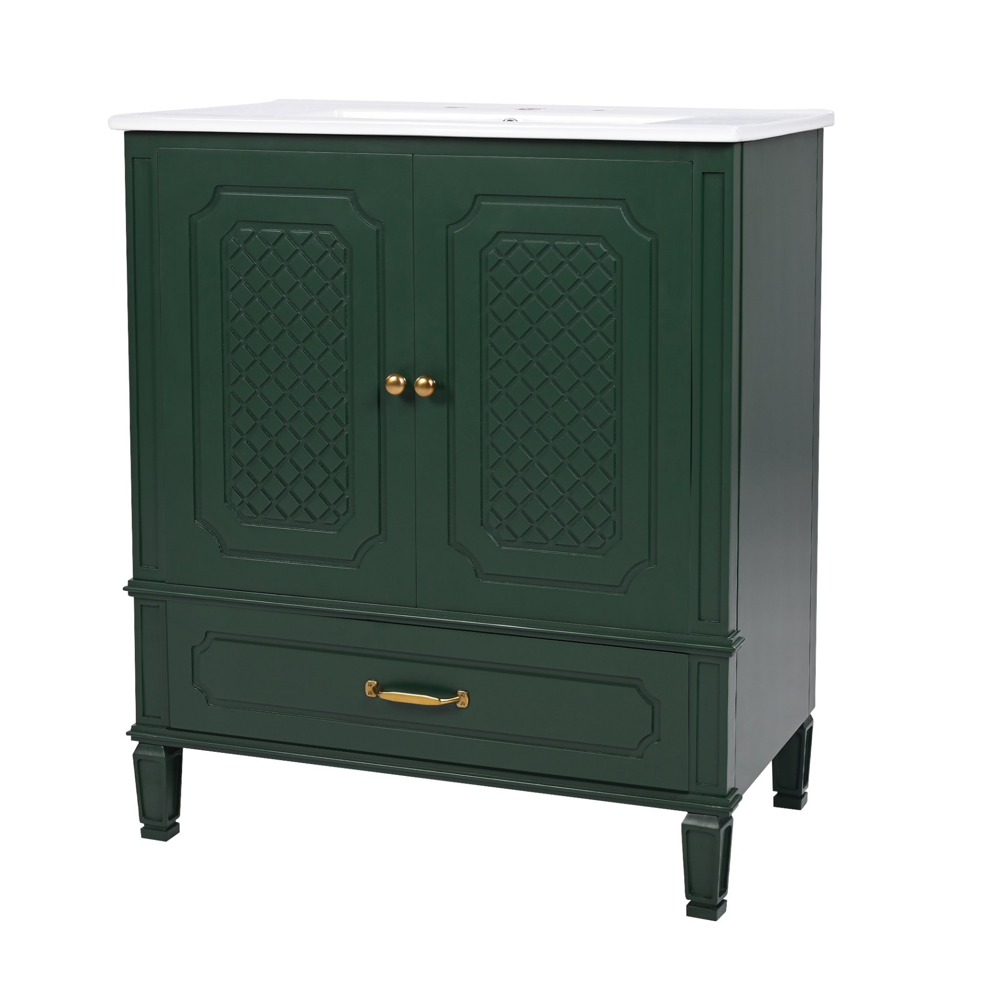 30" Bathroom Vanity With Sink, Soft Closing Door, Multi Functional Storage - Green - Image 12