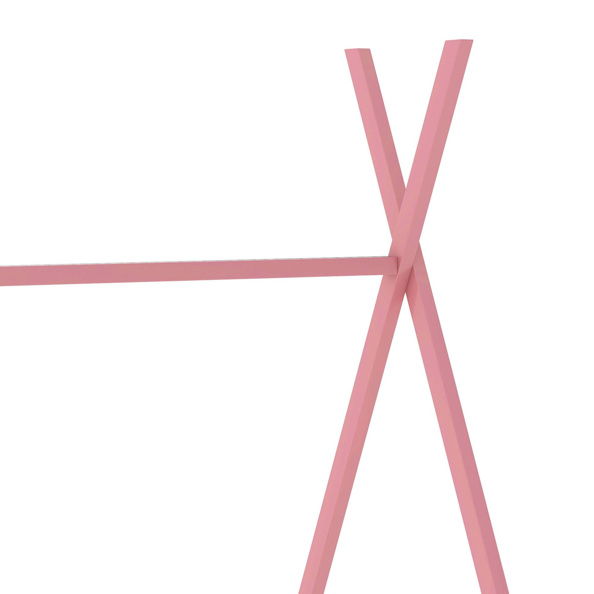 Twin Size House Platform Bed With Triangle Structure, Sturdy Frame, Low Profile Design - Pink - Image 6