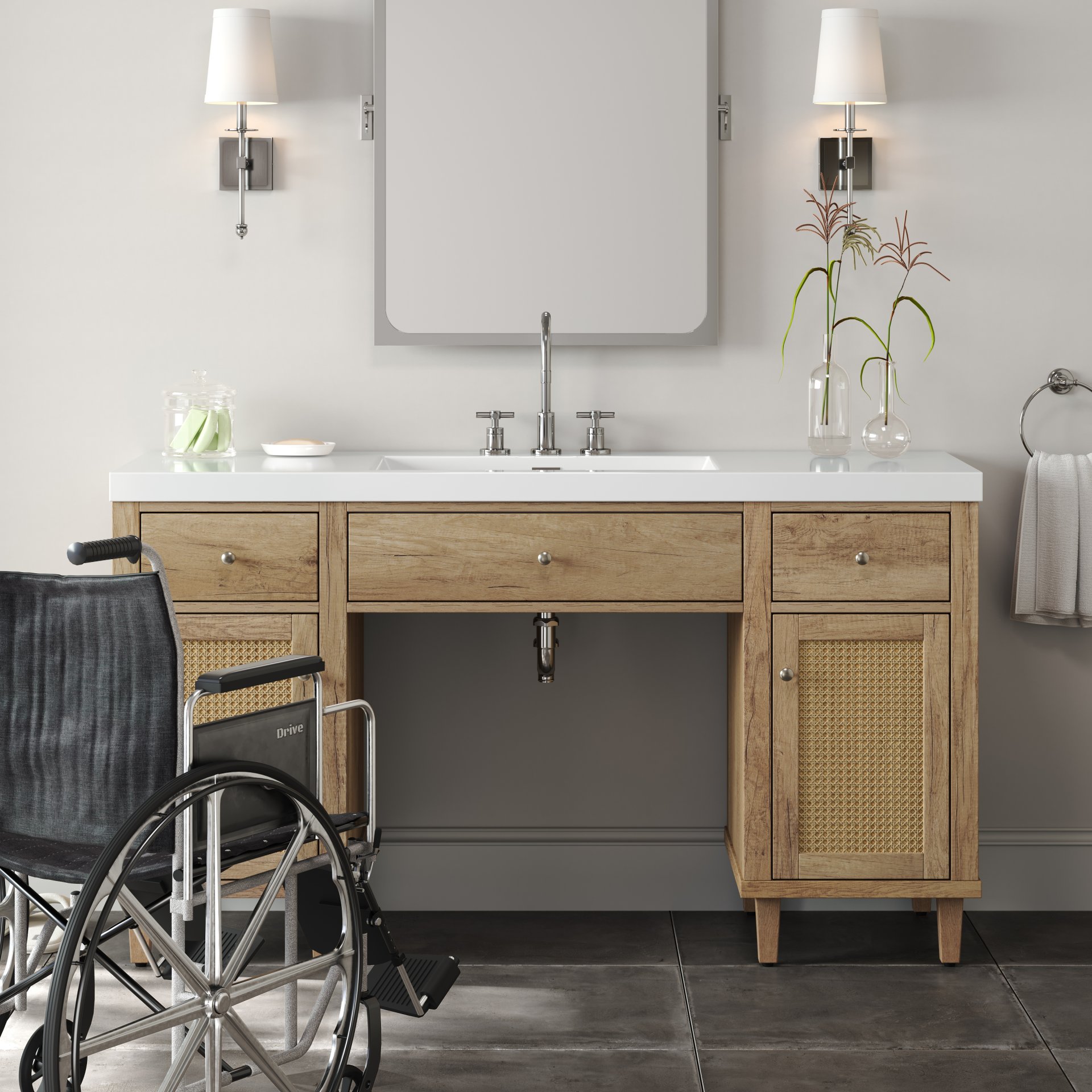 Single Bathroom Vanity With Smc Sink, Spacious Storage Cabinet - Wood - Image 5