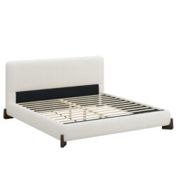 King Size, Boucle Upholstered Bed - White