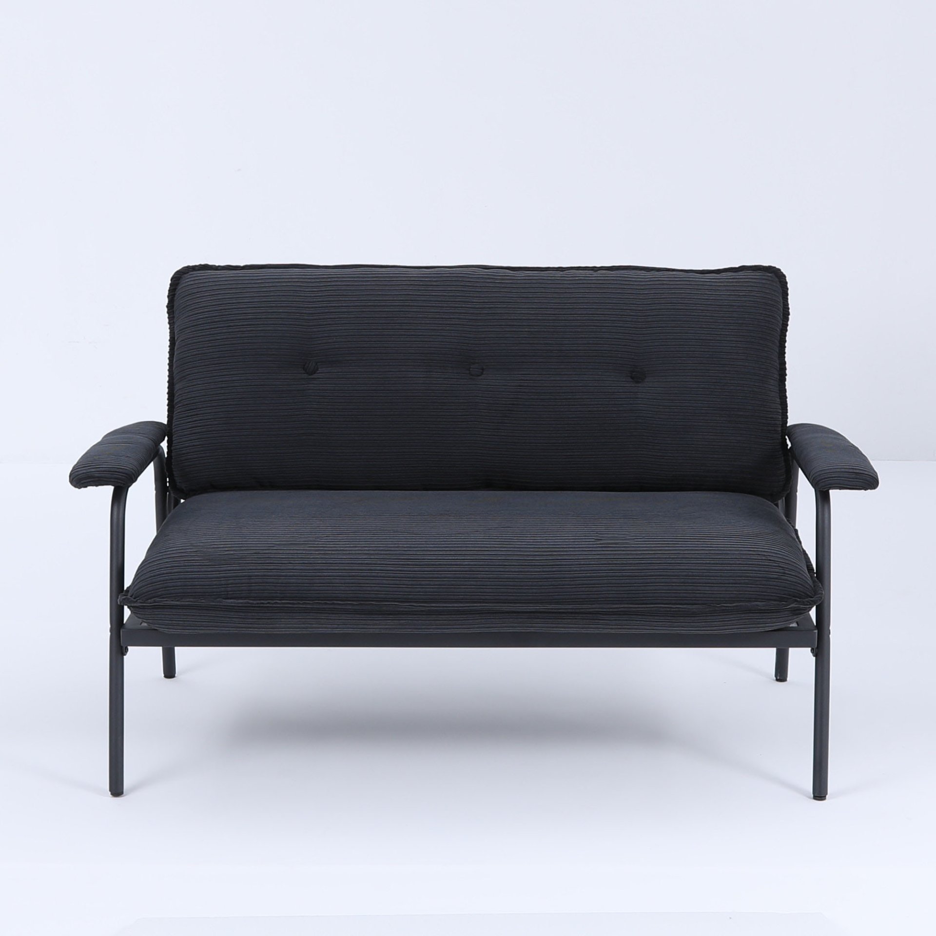 Modern Metal Frame Sofa With Sponge Filling For Compact Spaces And Versatile Use - Black - Image 11