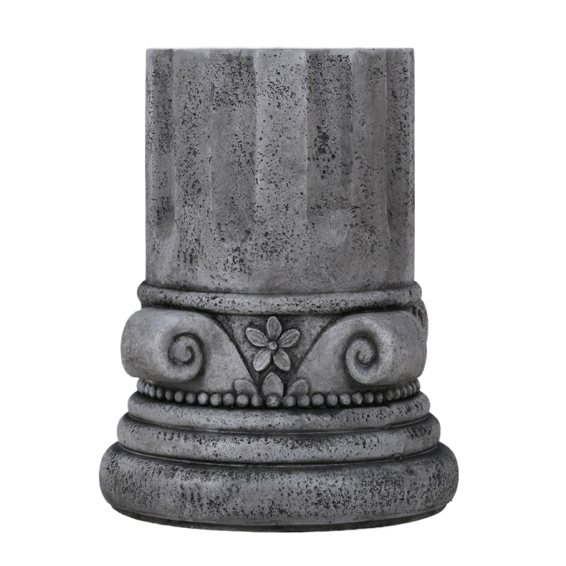 Outdoor End Table, Round Side Table For Patio And Garden - Antique Gray - Image 4