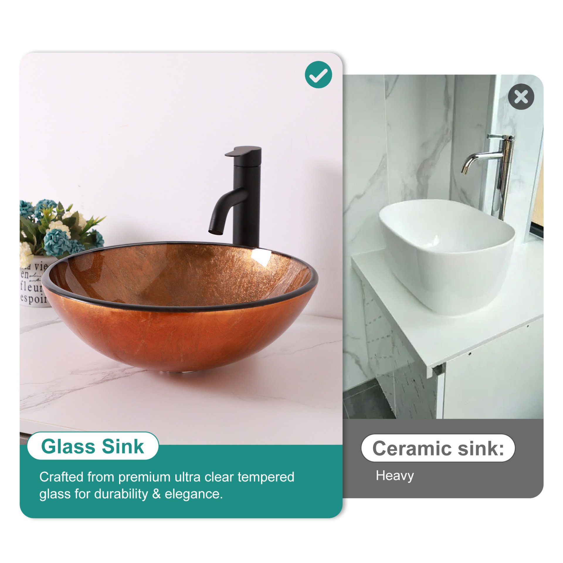 Artistic Vessel Bathroom Sink With Pop Up Drain - Brown - Image 2