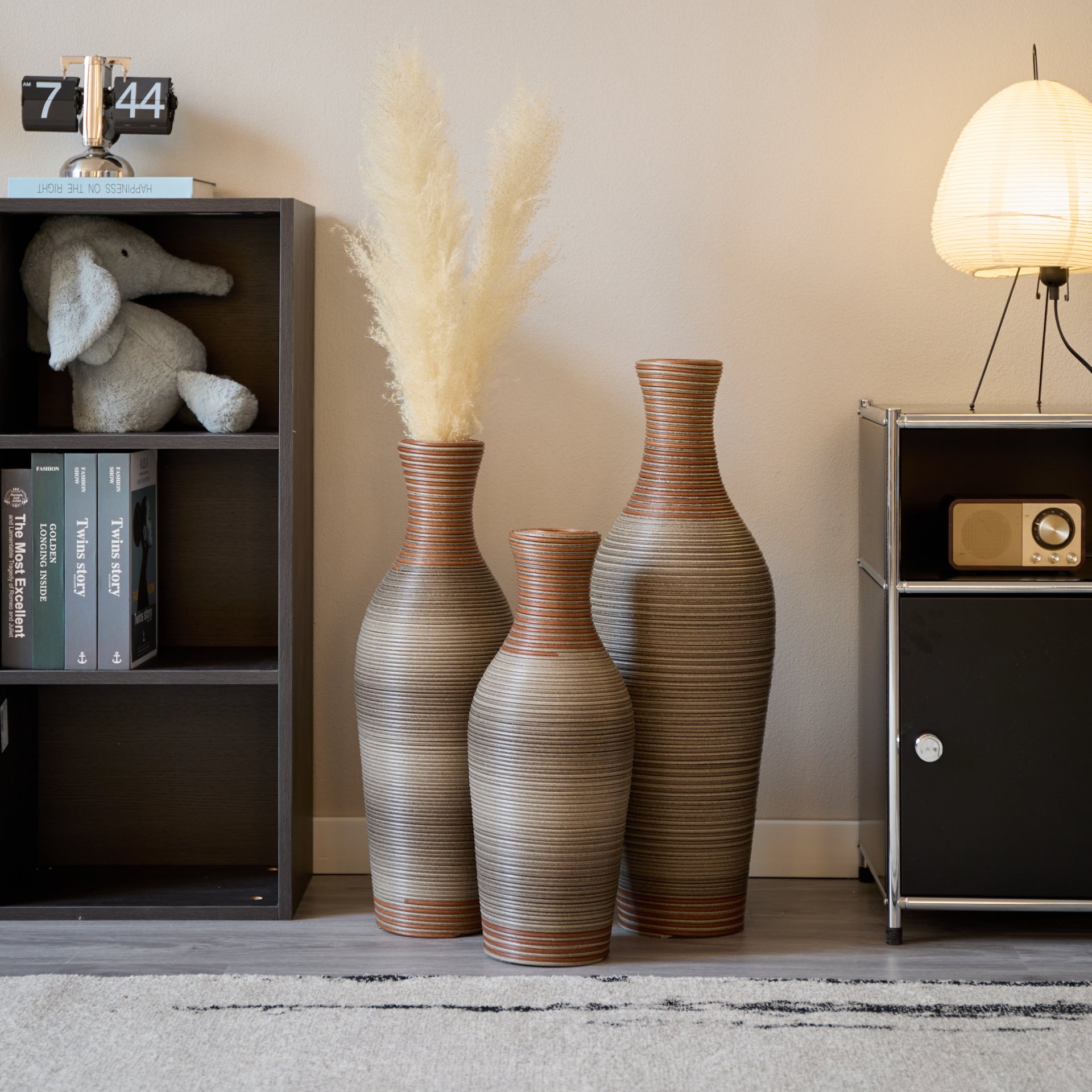 Desktop Vase, Classic And Neat Floor Vase, High Independent Flower Stand, Home Decoration Flower Stand (Set of 3) - Brown Gray - Image 9