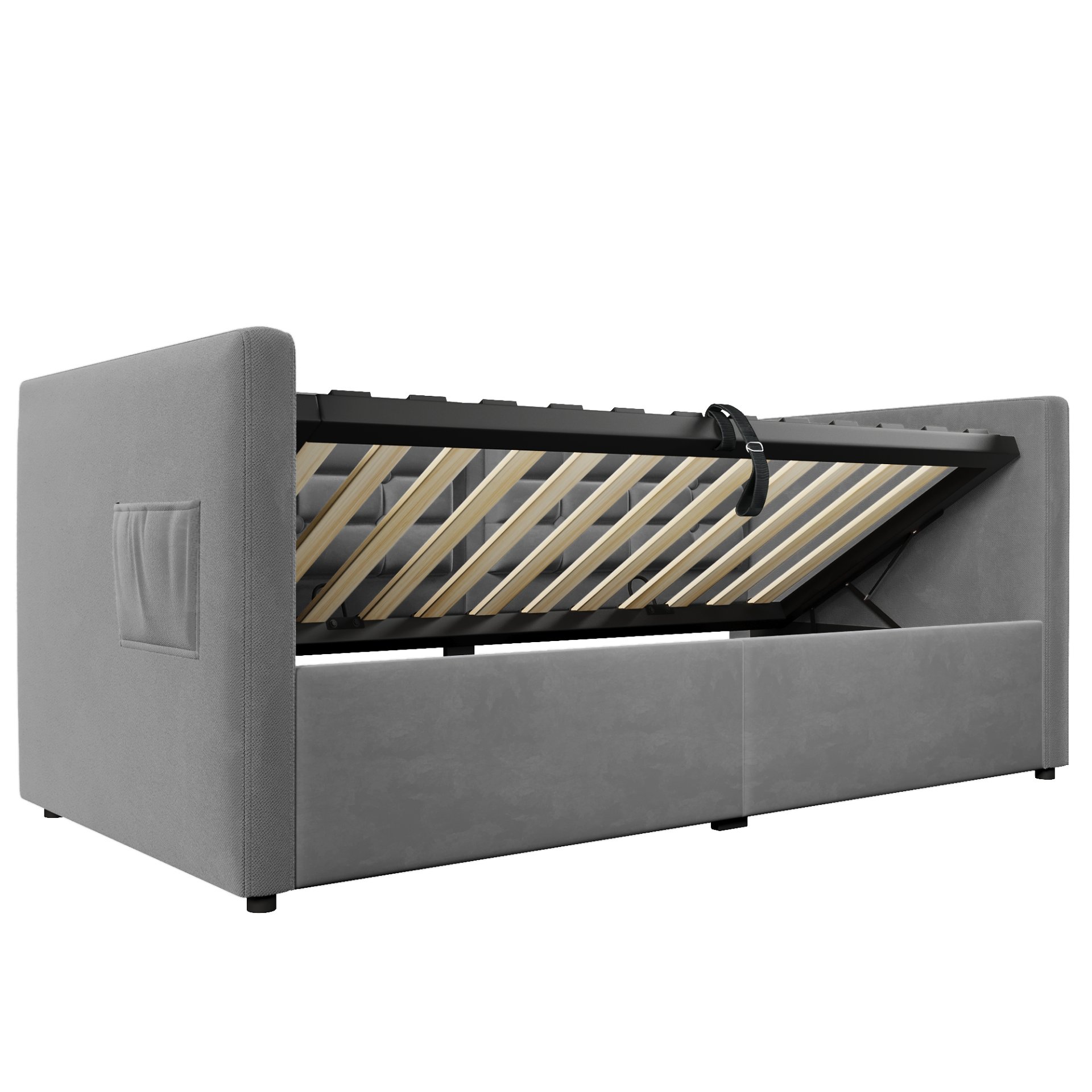 Twin Size Upholstered Hydraulic Storage Daybed With USB & Type C Charging - Gray - Image 21