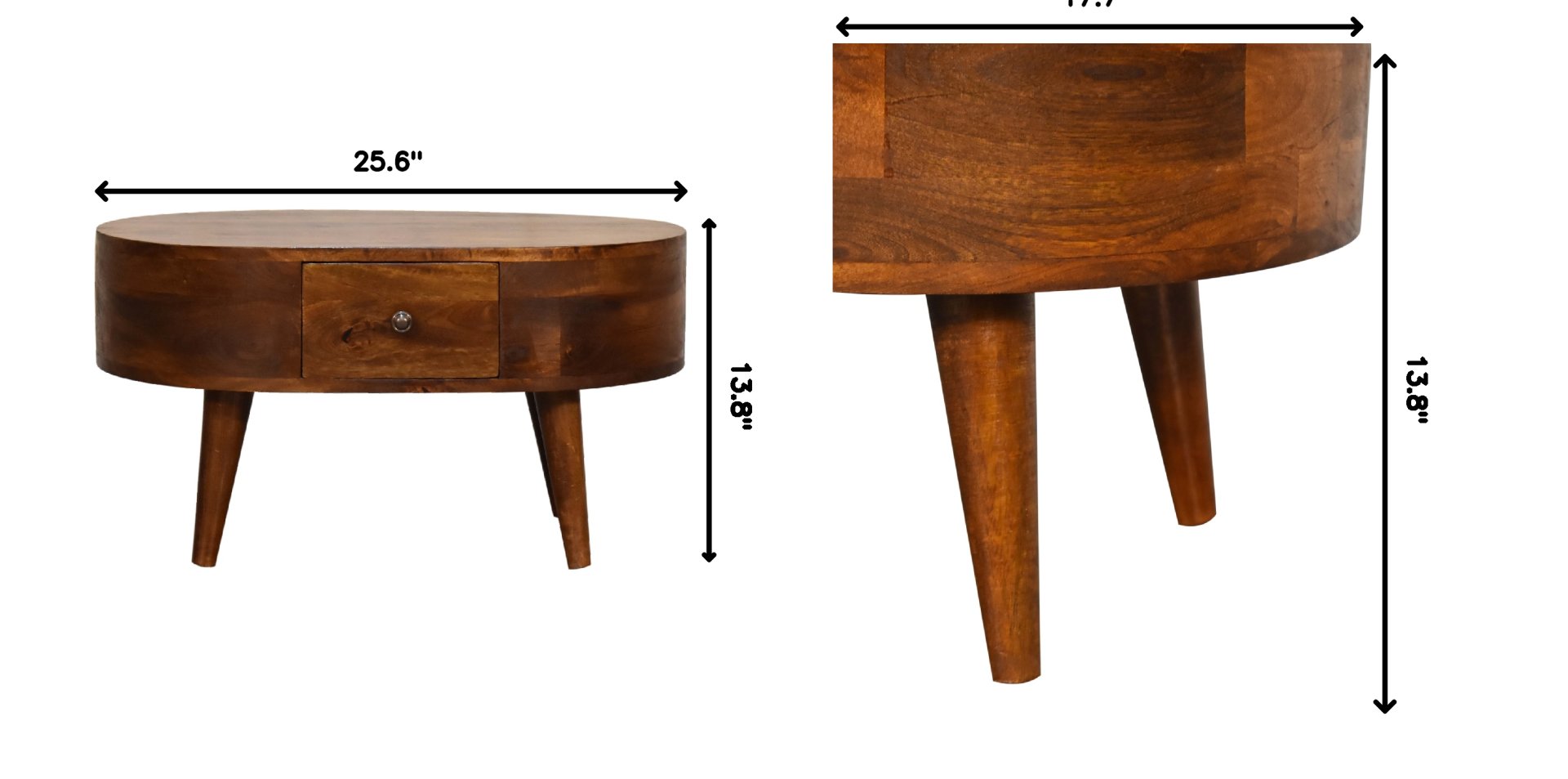 Mini Rounded Coffee Table - Chestnut - Image 11
