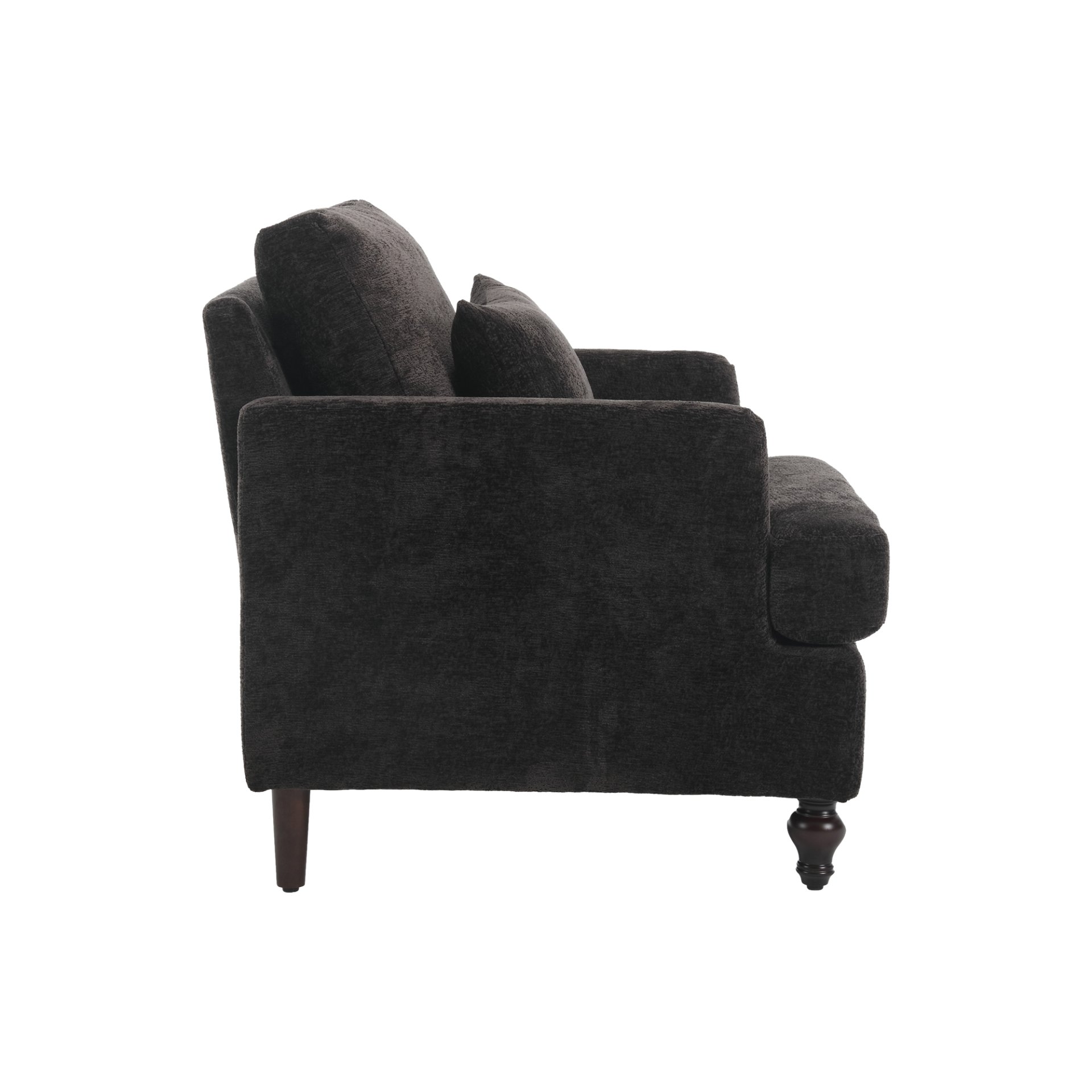 Modern Accent Chair Lounge Chair Chenille Tufted Club Chair Mid Century Arm Chair With Solid Wood Frame - Black - Image 14