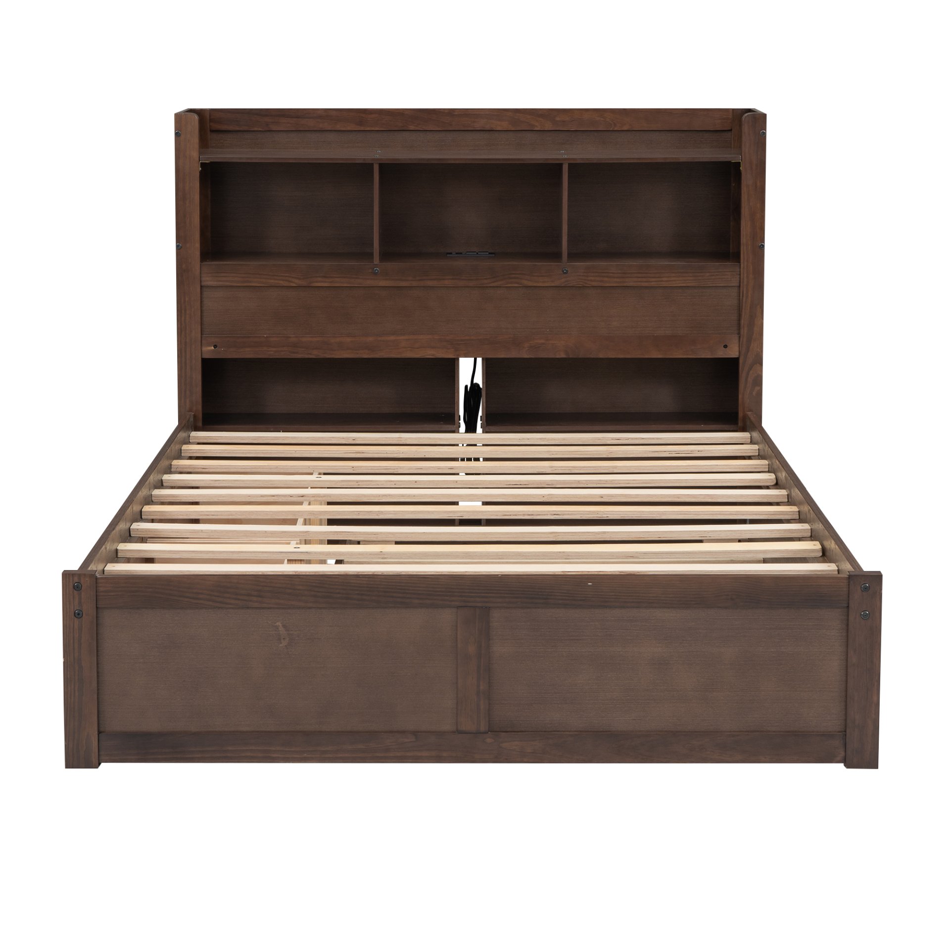 Full Size Storage Platform Bed With Pull Out Shelves, Twin Trundle, And 2 Drawers - Espresso - Image 10