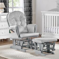 Mason - Glider And Ottoman Gray Wood - Light Gray Fabric