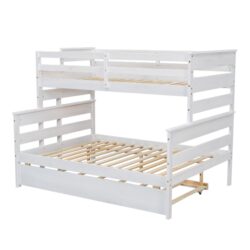 Twin Over Full Bunk Bed With Twin Trundle - White