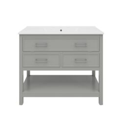 Bathroom Vanity With Sink, Tip Out Tray & 2 Full Extension Drawers - Gray